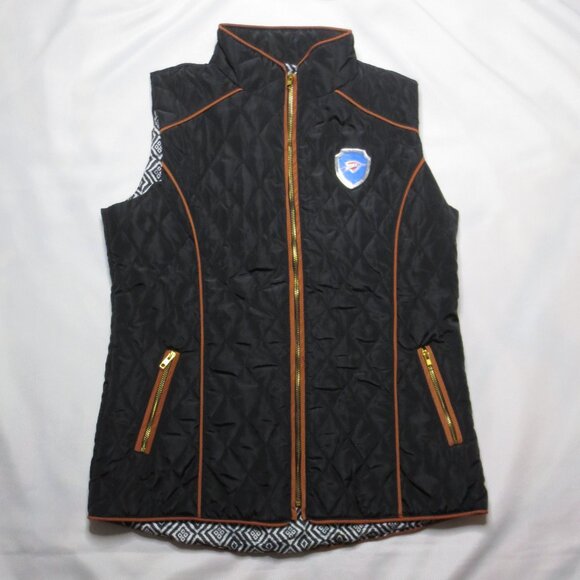 GAMEDAY womens VEST puffer BLACK gold OKLAHOMA CITY THUNDER SIZE XL - Picture 1 of 10